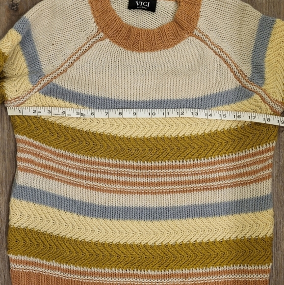 Vici Raglan Sleeve Knit Sweater Mustard Multi Size XSMALL (Oversized) - Picture 6 of 9